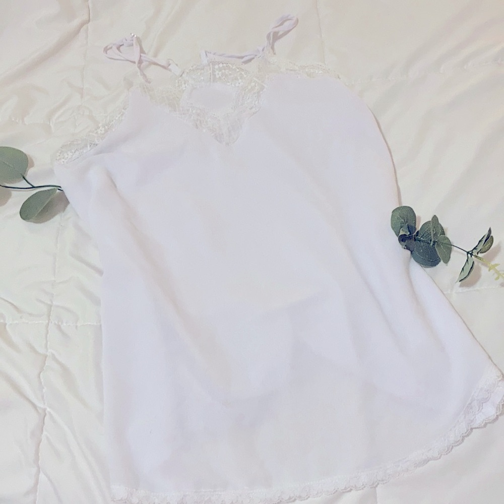 White Chiffon Spaghetti Tank
